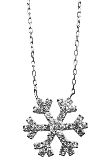 Zirkon Taşlı Kar Tanesi 925 Ayar Gümüş Kolye