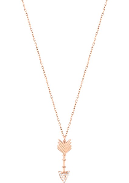 Ok Model Rose Kaplama 925 Ayar Gümüş Kolye