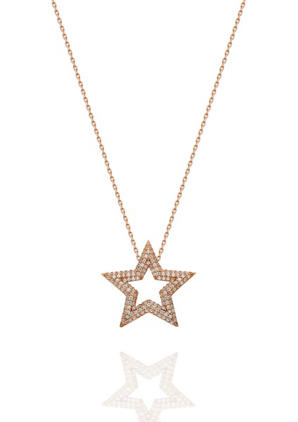 Yıldız Rose Kaplama 925 Ayar Gümüş Kolye