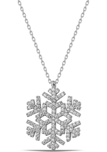 Büyük Boy Kar Tanesi 925 Ayar Gümüş Kolye