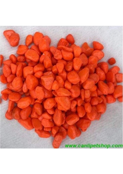 Akvaryum – Fanus – Teraryum Renkli Dekor Taşları (Turuncu Renk) 8-10 mm 1 kg
