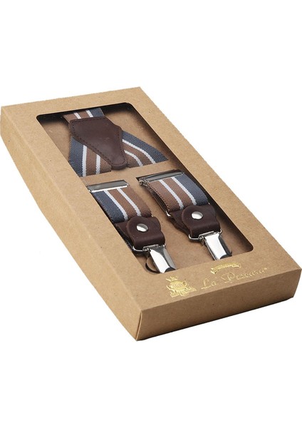 Gri - Bej Renk Deri Bağlantılı Erkek Pantolon Askısı PAN37 fiyatları