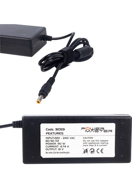 Notebook Adaptör SL-NBA90-AD-SA11-SAMSUNG Uyumlu 19V/4.74A 5.5*3.0 Uç