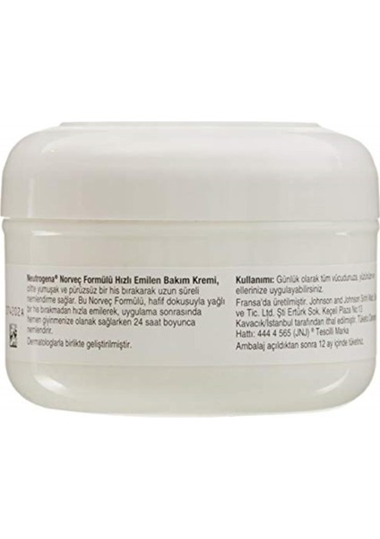 Norveç Formülü Hızlı Emilen Bakım Kremi, 200 ml Vücut Kremi