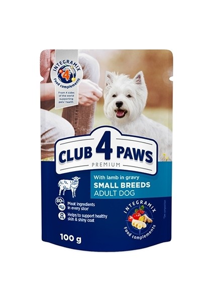 D6346-CLUB4PAWS Kuzulu Küçk Irk Pouch Köpek Maması 100 gr