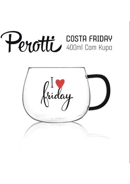 Aknur - Costa Frıday 400 ml Cam Kupa Bardak