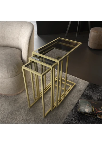 Marsah Home Zigon Sehpa Gold Metal Ayaklı