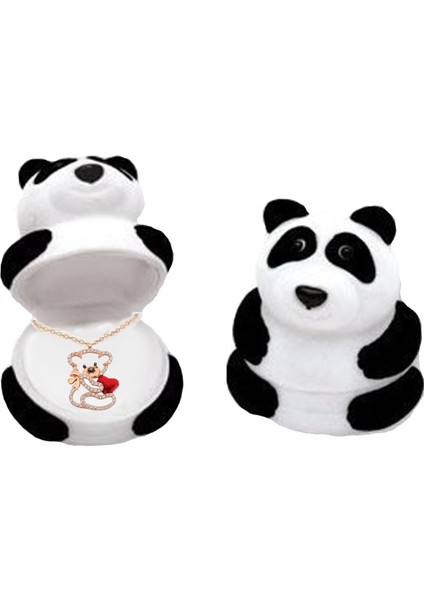 Kadife Panda Kutusunda 925 Ayar Gümüş Zirkon Taşlı Ayıcık Kolye fiyatları