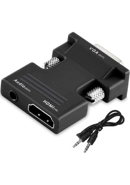 2163 Ses Destekli HDMI To Vga Kablo Çevirici Dönüştürücü