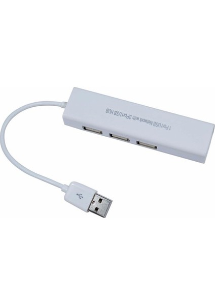 USB Ethernet Dönüştürücü Adaptör Çevirici Kartı 3 Port Hub Internet