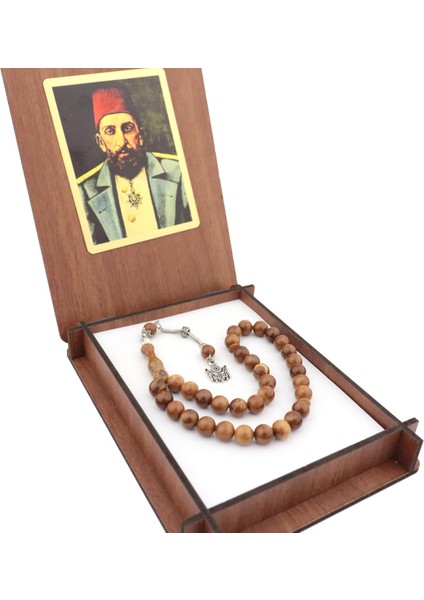 Ahşap Kutulu Osmanlı Padişahı 2. Abdulhamid Temalı Kuka Tesbih