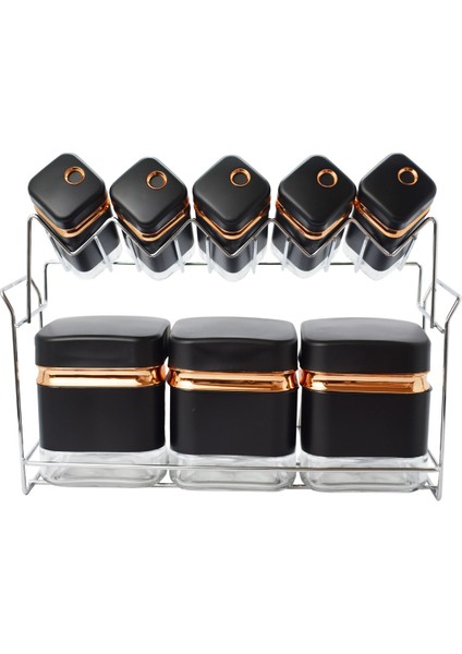 8'li Standlı Baharatlık Siyah 401034