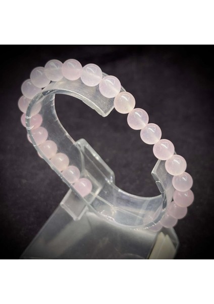 Pembe Akik Taşı 8 x 8 mm Esnek Misinalı Doğal Taş Bileklik
