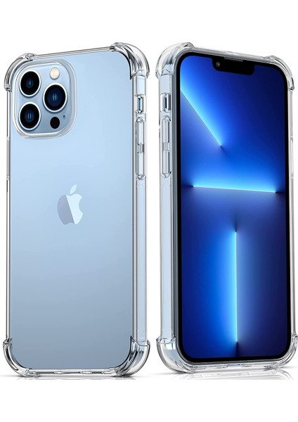 Apple iPhone 13 Pro Ultra Ince Antishock Premium Şeffaf Silikon Kılıf Airbag Arka Kapak