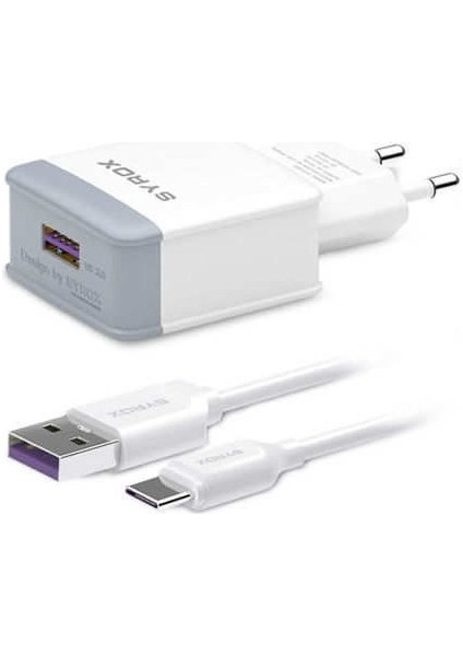 Oppo A9 2020 Uyumlu Type-C Girişli Hızlı Şarj Cihazı Seti Adaptör+Kablo Q32 3.0A Beyaz