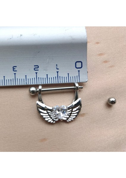 Cerrahi Çelik Zirkon Taşlı Kanat Nipple Piercing - 20 Mm- 1 Adet fiyatları