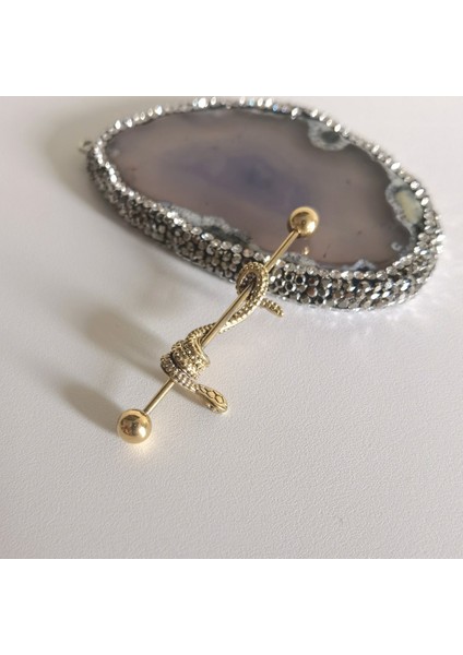 Cerrahi Çelik Gold Yılanlı Köprü Piercing 38 mm