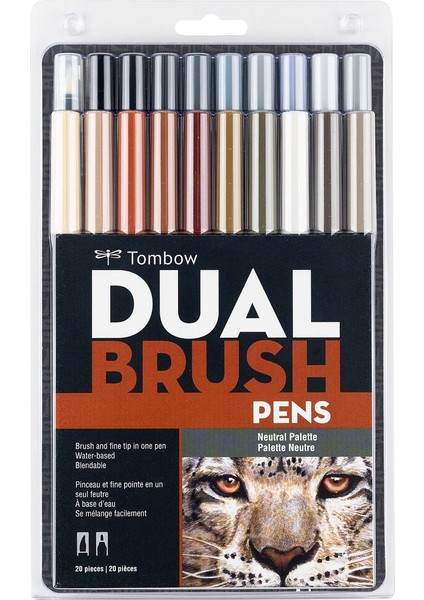 Abt Dual Brush Pen Grafik Kalemi 20'li Set - Neutral