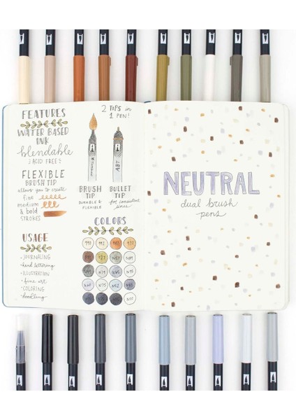 Abt Dual Brush Pen Grafik Kalemi 20'li Set - Neutral modelleri