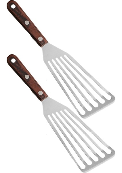 Paslanmaz Çelik Balık Spatula Yumuşak Kolu Konik Kenar Mutfak Pişirme M Ahşap Saplı (Yurt Dışından)