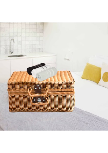 Dokuma Hasır Bavul Taşınabilir Rattan Saklama Kılıfı Haki 30X20X12 cm Için (Yurt Dışından) modelleri