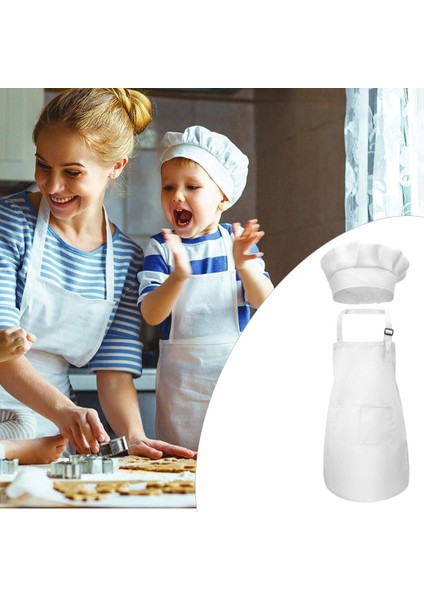 Çocuklar Önlük Şef Şapka Set 3-13 Yıl Toddler Şef Önlük Bahçe Beyaz L (Yurt Dışından) fiyatları