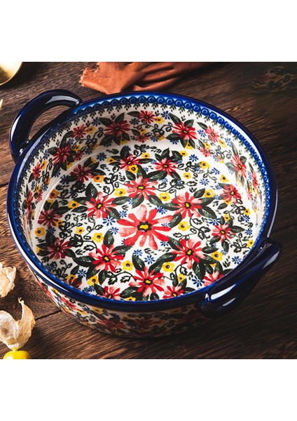 Salata Makarna Plaka Çiçek Tasarım Meyve Kase Makarna Çeşitleri Restoran Parti Yuvarlak Çift Kulakları ile Yuvarlak (Yurt Dışından) fiyatları