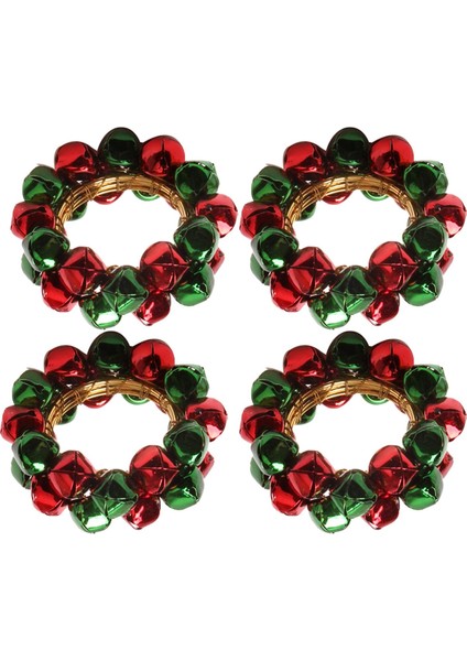 Metal Noel Peçete Yüzük Jingle Bell Dekoratif Noel Gala Kırmızı Yeşil Için 4 Adet (Yurt Dışından) fiyatları