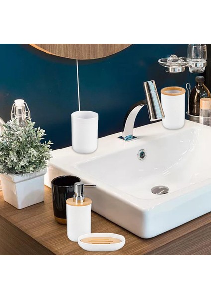 6 Adet Banyo Aksesuarları Seti Çöp Kutusu Diş Fırçası Kupası Sabunluk Yurt Beyazı Için (Yurt Dışından)