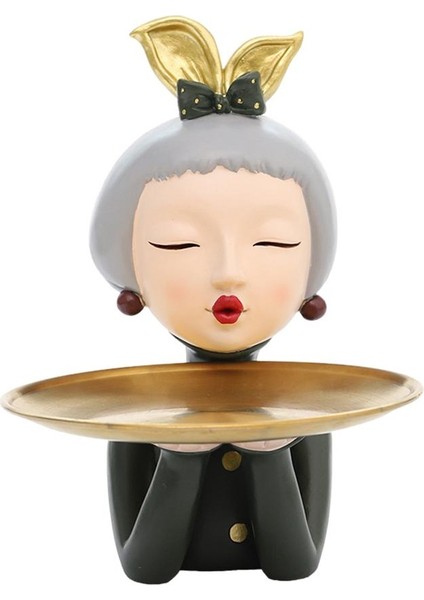 Retro Tarzı Modern Kız Heykel Cam Plaka Ev Süs Dekor Için Pembe (Yurt Dışından)