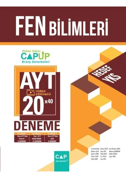 Çap Yayınları AYT Fen Bilimleri 20 x 40 Up Deneme