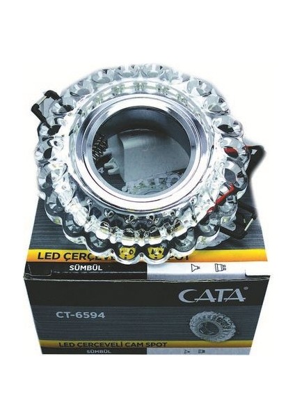 Beyaz LED Çerçeveli Sümbül Kristal Cam