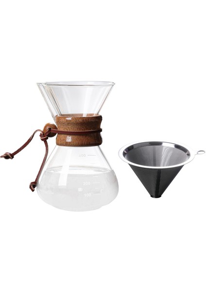 Strade Store Kahve Makinesi Üzerine Dökün Cam Carafe Filtre ile Kahve Damlatıcı Yeniden Kullanılabilir Filtre 400 ml (Yurt Dışından)