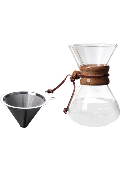 Strade Store Kahve Makinesi Üzerine Dökün Cam Carafe Filtre ile Kahve Damlatıcı Yeniden Kullanılabilir Filtre 400 ml (Yurt Dışından)