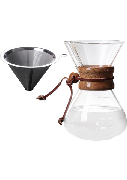 Strade Store Kahve Makinesi Üzerine Dökün Cam Carafe Filtre ile Kahve Damlatıcı Yeniden Kullanılabilir Filtre 400 ml (Yurt Dışından)