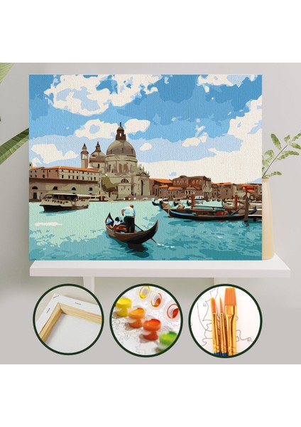 Sayılarla Boyama Tuval Seti Fırça Boya Dahil (Çıtalı) 40x50 CM - Mavi Rüya