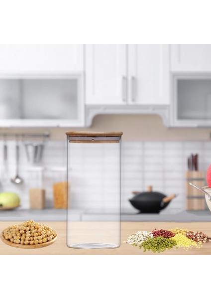 Cam Kavanoz Mühürlü Bambu Kapak Mühürlü Canlı Can Gıda Konteyner Çay Unu Için 10X20CM 1300ML (Yurt Dışından) fırsatları