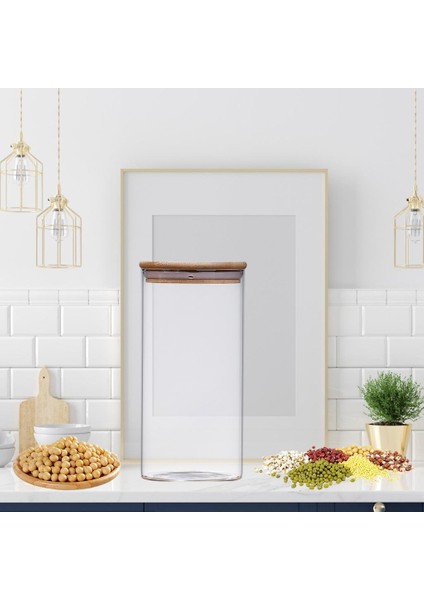 Cam Kavanoz Mühürlü Bambu Kapak Mühürlü Canlı Can Gıda Konteyner Çay Unu Için 10X20CM 1300ML (Yurt Dışından) indirimleri