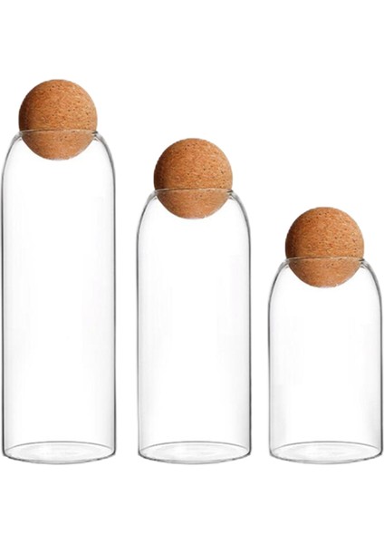 3 Adet Şeffaf Depolama Kavanozları Ahşap Kapaklı Tahıl Fasulyesi Kapalı Teneke Kutu ile Kavanozlar (Yurt Dışından)