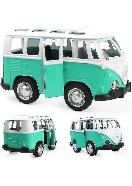 Mini Geri Sürgülü Alaşımlı Otobüs ve Okul Otobüsü Simülasyon Araba Modeli (Yeşil) (Yurt Dışından)