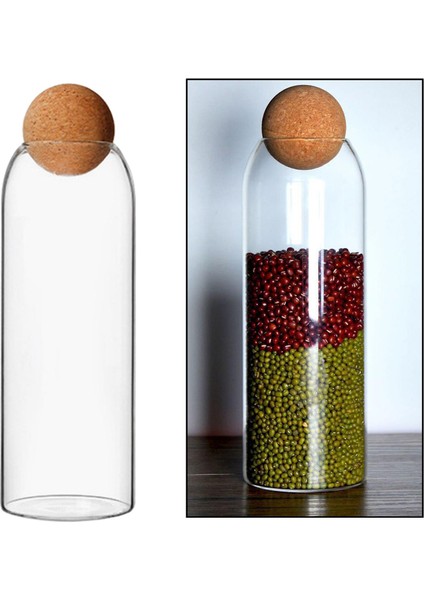 Kapak Teneke Kutu ile Depolama Kavanozu Bisküvi Şeker Hububat Için Cam Şişe 1300ML
