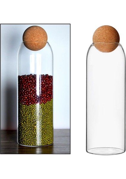 Kapak Teneke Kutu ile Depolama Kavanozu Bisküvi Şeker Hububat Için Cam Şişe 1300ML