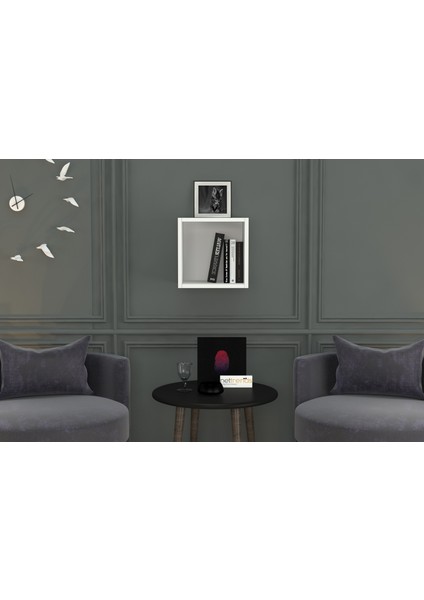 Kitaplikli Duvar Rafi Beyaz 33 cm DVR-1001