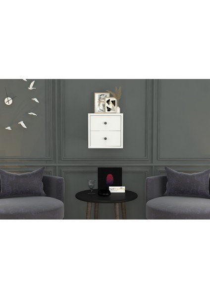 Çekmeceli Duvar Rafi Beyaz 33 cm DVR-1006-Ç