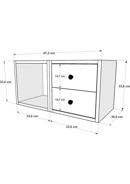 Kitaplikli Çekmeceli Duvar Rafi Beyaz 70 cm DVR-1012-Ç fiyatları