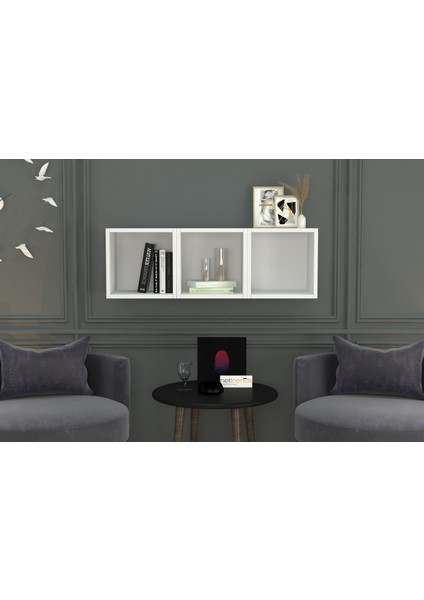 Kitaplikli Duvar Rafi Beyaz 100 cm DVR-1013