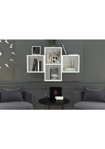 Kitaplikli Duvar Rafi Beyaz 100 cm DVR-1028