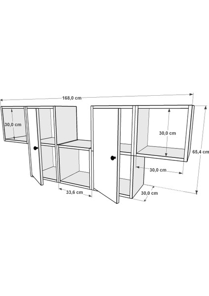 Rafli Dolapli Duvar Rafi Beyaz 170 cm DVR-1118-Ç
