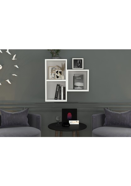 Kitaplikli Duvar Rafi Beyaz 70 cm DVR-1042