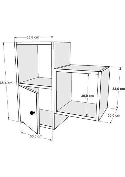 Kitaplikli Kapakli Duvar Rafi Beyaz 70 cm DVR-1046-Ç fiyatları